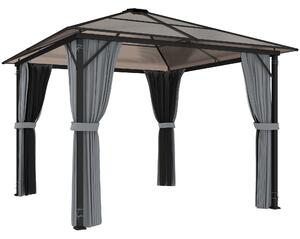 Outsunny Gazebo Esterno con Tetto Rigido, 3x3 m, Grigio Scuro | Aosom Italy