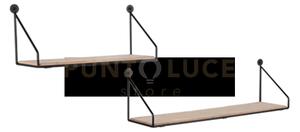 Sabrina set di 2 mensole 45cm e 30cm legno e metallo nero