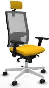 Sedia da ufficio con poggiatesta, modello Horna Piqueras y Crespo 3D026N2, colore giallo