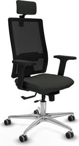 Sedia da ufficio con poggiatesta, modello Horna Traslack, marca Piqueras y Crespo, codice prodotto 2D086G2, colore nero