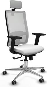 Sedia da ufficio con poggiatesta, modello Horna Traslack, marca Piqueras y Crespo, codice prodotto 2D086G2, colore bianco