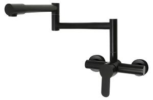 Miscelatore da cucina – Montaggio a parete – Girevole a 360° – Ribaltabile – Miscelatore monocomando – Ottone – Nero