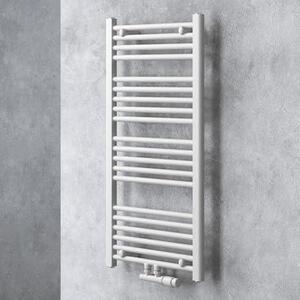 Doporro Radiatore da Bagno 100x50cm, Radiatore Piatto Termoarredo da Bagno Riscaldamento Elettrico o da Acqua Calda RHE Portasciugamani in Acciaio, Bianco