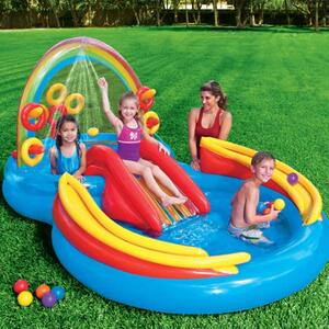INTEX Piscina Gonfiabile Rainbow Ring Play Center 297x193 x135 cm