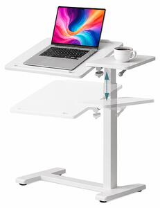 Panca scrivania regolabile in altezza da Relaxdays, da 67,5 a 102 cm, inclinabile, con rotelle nascoste, ideale per l'ufficio domestico, per laptop, a forma di "C", colore bianco