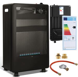 Fornello a gas portatile Eikuavons con fiamma blu, 3800 W, pieghevole e mobile, adatto per bombole di GPL fino a 15 kg, completo di 2 adattatori EU