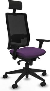 Sedia da ufficio con poggiatesta, modello Piqueras y Crespo 3D066N1, colore lilla