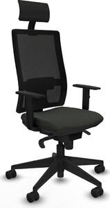 Sedia da ufficio con poggiatesta, modello 1D066N1, colore nero, marca Piqueras y Crespo