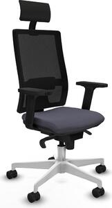 Sedia da ufficio con poggiatesta, modello Piqueras y Crespo 2D026N1, colore grigio scuro