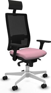 Sedia da ufficio con poggiatesta, modello Piqueras y Crespo 3D026N1, colore rosa