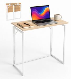Relaxdays, scrivania, dimensioni (altezza x larghezza x profondità): 74 x 80 x 40 cm, pieghevole, salvaspazio, scrivania da lavoro, scrivania per ufficio, ideale per l'home office, colore: naturale/bianco