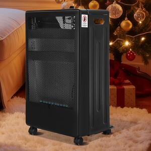 Stufa a gas portatile Vigevee Blue Flame, 2200 W/3800 W, con regolatore di pressione e tubo flessibile, dotata di 5 ruote girevoli