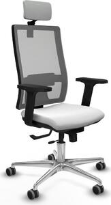 Sedia da ufficio con poggiatesta, modello Horna Traslack, marca Piqueras y Crespo, codice prodotto 2D086G2, colore bianco