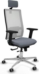 Sedia da ufficio con poggiatesta, modello Horna Traslack, marca Piqueras y Crespo, codice prodotto 2D086G2, colore grigio