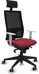 Sedia da ufficio con poggiatesta, modello Piqueras y Crespo 4B066G1, colore granata