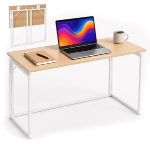 Relaxdays, scrivania, altezza x larghezza x profondità: 74 x 100 x 50 cm, pieghevole, salvaspazio, scrivania da lavoro, scrivania per ufficio, ideale per l'home office, colore: naturale/bianco