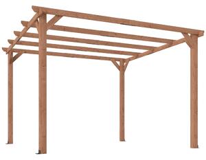 Pergola da Giardino 3x3 m con Supporti Triangolari e 5 Travi in Legno di Abete Colore Legno