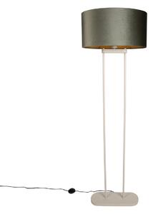 Lampada da terra beige con paralume ovale verde e interno dorato 50cm - Thijmen