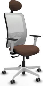 Sedia da ufficio con poggiatesta, modello Zulema Piqueras y Crespo, codice 1B026G1, colore bianco e marrone scuro