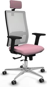 Sedia da ufficio con poggiatesta, modello Horna Traslack, marca Piqueras y Crespo, codice prodotto 2D086G2, colore rosa