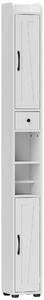 HOMCOM Mobiletto da bagno alto a colonna con 2 ante, cassetto e ripiani regolabili, 20x20x185 cm, Bianco | Aosom Italy