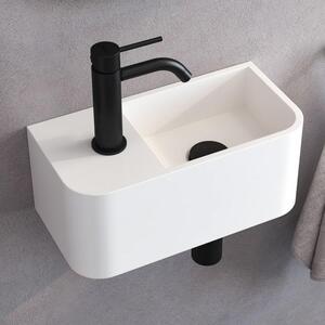 Lavabo in pietra Kronenbach, dimensioni 38 x 19 cm, posizionato a destra con foro per il rubinetto
