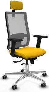 Sedia da ufficio con poggiatesta, modello Horna Traslack, marca Piqueras y Crespo, codice prodotto 2D086G2, colore giallo