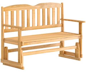 Outsunny Panchina da Giardino a Dondolo 2 Posti, Braccioli, in Legno di Abete, 132x51x95.5cm, Stile Naturale - Colore Legno.|Aosom