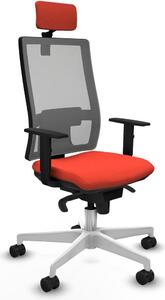Sedia da ufficio con poggiatesta, modello Horna Piqueras y Crespo 1D026N2, colore arancione scuro