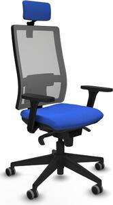 Sedia da ufficio con poggiatesta, modello Horna Piqueras y Crespo 3D066G2, colore blu
