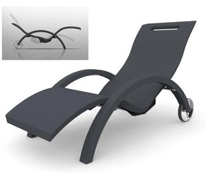 Lettino chaise longue Inclinabile con Ruote, per Bordo Piscina, SPA, Arkema Design Serendipity Dimensioni 144-171x59x h 69-100 cm -14 kg Antracite
