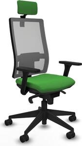 Sedia da ufficio con poggiatesta, modello Horna Piqueras y Crespo 3D066N2, colore verde