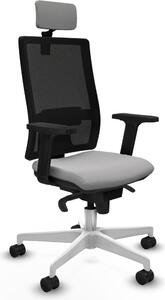 Sedia da ufficio con poggiatesta, modello Horna Piqueras y Crespo 2D026N2, colore grigio chiaro