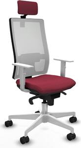 Sedia da ufficio con poggiatesta, modello Horna Piqueras y Crespo 4B026N2, colore granata