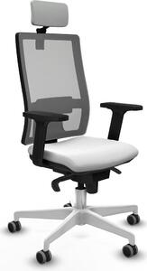Sedia da ufficio con poggiatesta, modello Horna Piqueras y Crespo 2D026G2, colore bianco