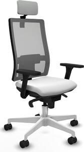 Sedia da ufficio con poggiatesta, modello Horna Piqueras y Crespo 3D026N2, colore bianco