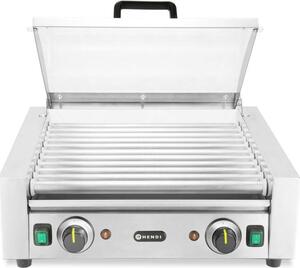 Griglia girevole - 2 zone con coperchio a risparmio energetico, HENDI, 11 ruote, 220-240V/980W, 566x527x(H)259mm