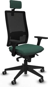 Sedia da ufficio con poggiatesta, modello Horna Piqueras y Crespo 3D066G2, colore verde