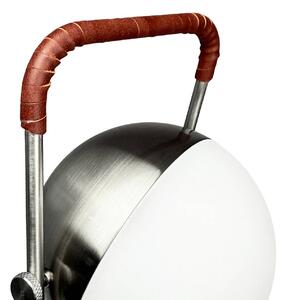 Dyberg Larsen Lampada da tavolo a LED ricaricabile Mova, bordeaux, IP44 dimmerabile, Cromo / Argento, Soggiorno / Sala da pranzo, Metallo, Scandinavo