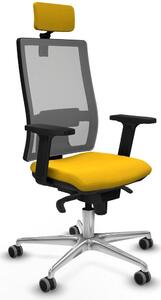 Sedia da ufficio con poggiatesta, modello Horna Piqueras y Crespo 2D086G2, colore giallo