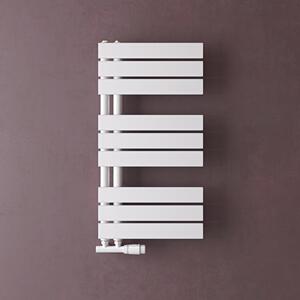 Doporro Radiatore da Bagno 76x40cm, Radiatore Piatto Termoarredo da Bagno Riscaldamento Elettrico o da Acqua Calda FN Portasciugamani in Acciaio, Bianco
