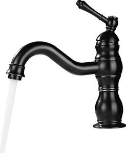 Rubinetto lavabo retrò - Miscelatore lavabo - Monocomando - Montaggio su colonna - Ottone massiccio - 0,5–0,7 MPa - Nero