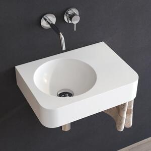 Lavabo da appoggio in pietra Kronenbach, 45 x 33 cm, posizionato a sinistra, senza foro per il rubinetto, con supporto per asciugamani