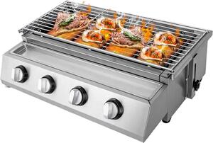 Barbecue - Barbecue a gas - Propano - 4 bruciatori - Acciaio inossidabile - Portatile - Per terrazza e giardino