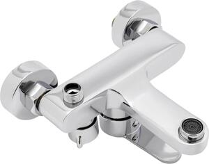 Miscelatore lavabo - Montaggio a parete - Monocomando 2 fori - Ottone - NPT 1,27 cm - Argento