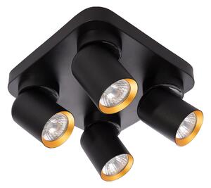 Plafoniera 4 faretti neri con interno oro mobili 4xGU10 10W Andy Milagro