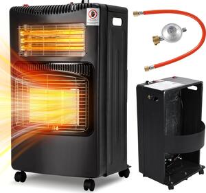 Vigevee, piano cottura a gas ed elettrico combinato, 4200/1200 Watt, accensione piezoelettrica, sistema di sicurezza anticaduta, rilevatore di fiamma (ODS), 4 ruote piroettanti, colore nero, include 2 adattatori per prese europee
