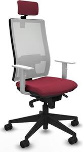Sedia da ufficio con poggiatesta, modello Horna Piqueras y Crespo 4B066N2, colore granata