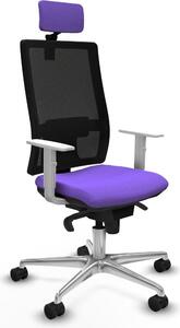 Sedia da ufficio con poggiatesta, modello 4B086N2, colore lilla, marca Piqueras y Crespo
