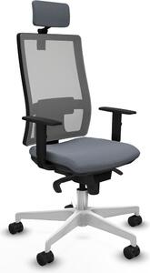 Sedia da ufficio con poggiatesta, modello Horna Piqueras y Crespo 1D026N2, colore grigio